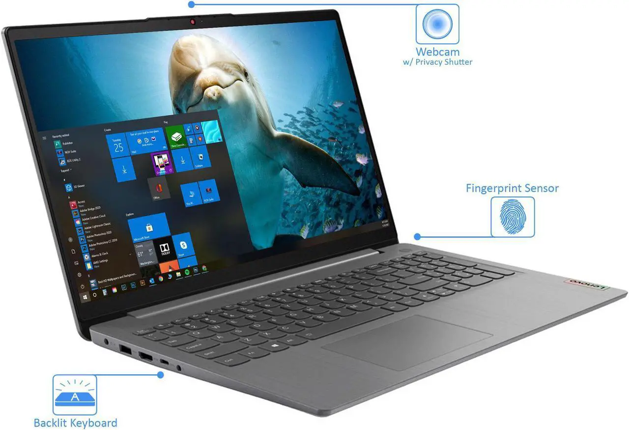Alt view image 2 of 6 - Lenovo IdeaPad 3 15 Business Laptop I 15.6" FHD IPS Touchscreen I 11th Gen Intel 4-Core i5-1135G7 I 12GB DDR4 256GB SSD I Fingerprint Backlit Keyboard USB-C HDMI Win11 (Grey)