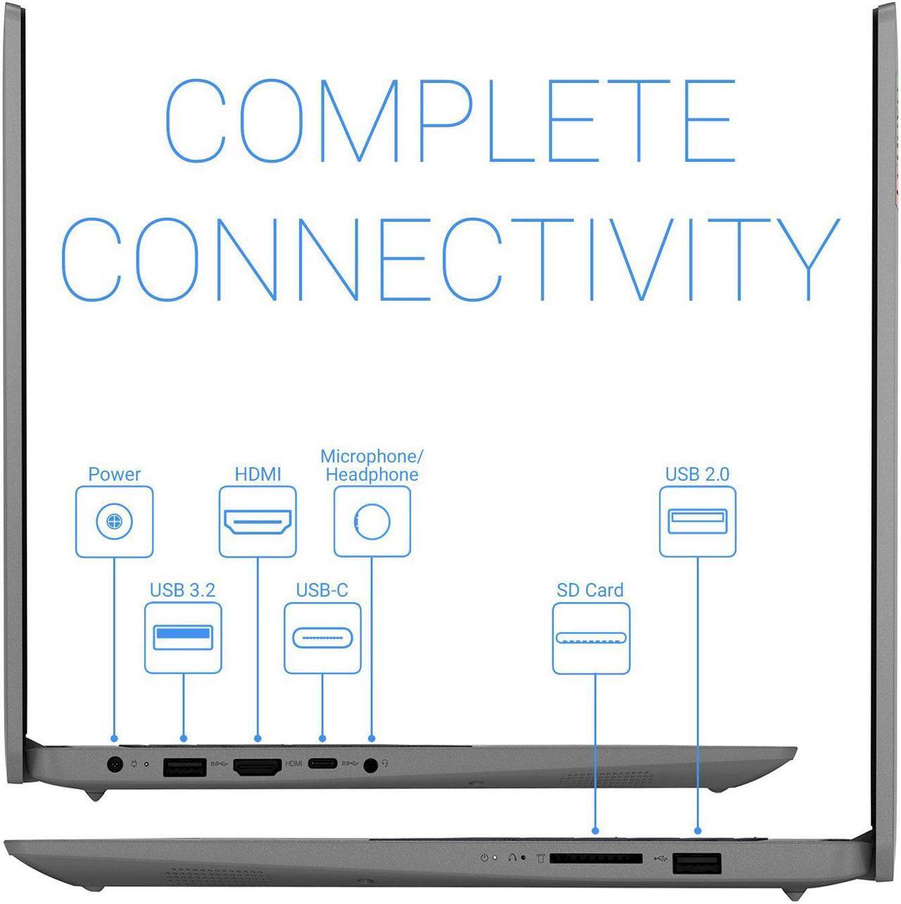 Alt view image 6 of 6 - Lenovo IdeaPad 3 15 Business Laptop I 15.6" FHD IPS Touchscreen I 11th Gen Intel 4-Core i5-1135G7 I 12GB DDR4 256GB SSD I Fingerprint Backlit Keyboard USB-C HDMI Win11 (Grey)