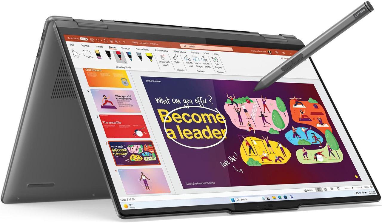 Main image of Lenovo Yoga 7 16 2-in-1 AI PC Laptop 16" WUXGA IPS Glossy Touch Intel 12-core Ultra 7 155U 16GB DDR5 1TB SSD Backlit Fingerprint Thunderbolt FHD IR Privacy Camera w/Pen Win11Pro