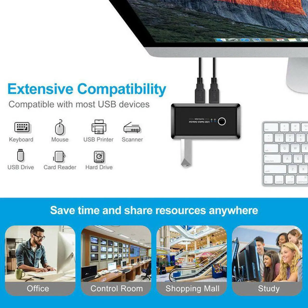 Alt view image 6 of 6 - USB 3.0 Sharing Switch / Selector 2 Computer Sharing 4 USB 3.0 Device KVM