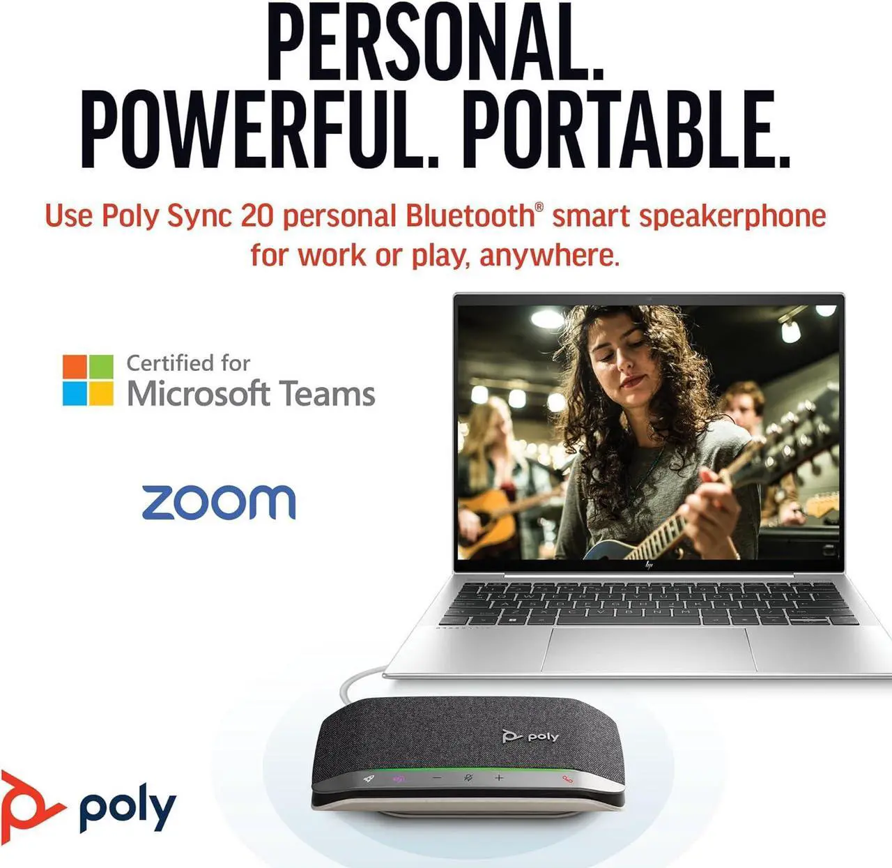 Alt view image 2 of 7 - Poly Sync 20 USB-C Personal Portable Smart Speakerphone (Plantronics)  Long Battery Life  Noise/Echo Reduction -Works w/Teams (Certified), Zoom, PC, Mac, Mobile  Amazon Exclusive