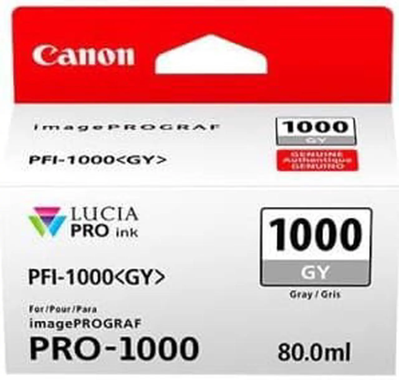 Alt view image 2 of 4 - Canon PFI-1000 GY LUCIA PRO Gray Ink Tank (80ml)