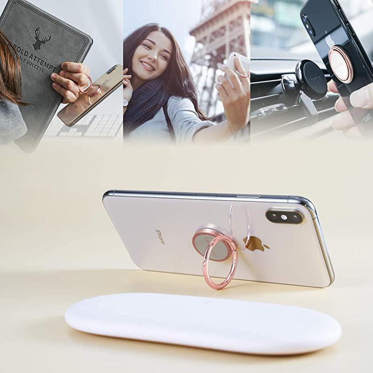 Alt view image 6 of 7 - Phone Ring Holder  Finger Ring Stand Universal Cell Phone Cradle Kickstand Compatible with iPhone Xs Max XR X 8 7 6 6s Plus 5s Samsung Galaxy S8 S7 S6 All Android Smartphone Rose Gold