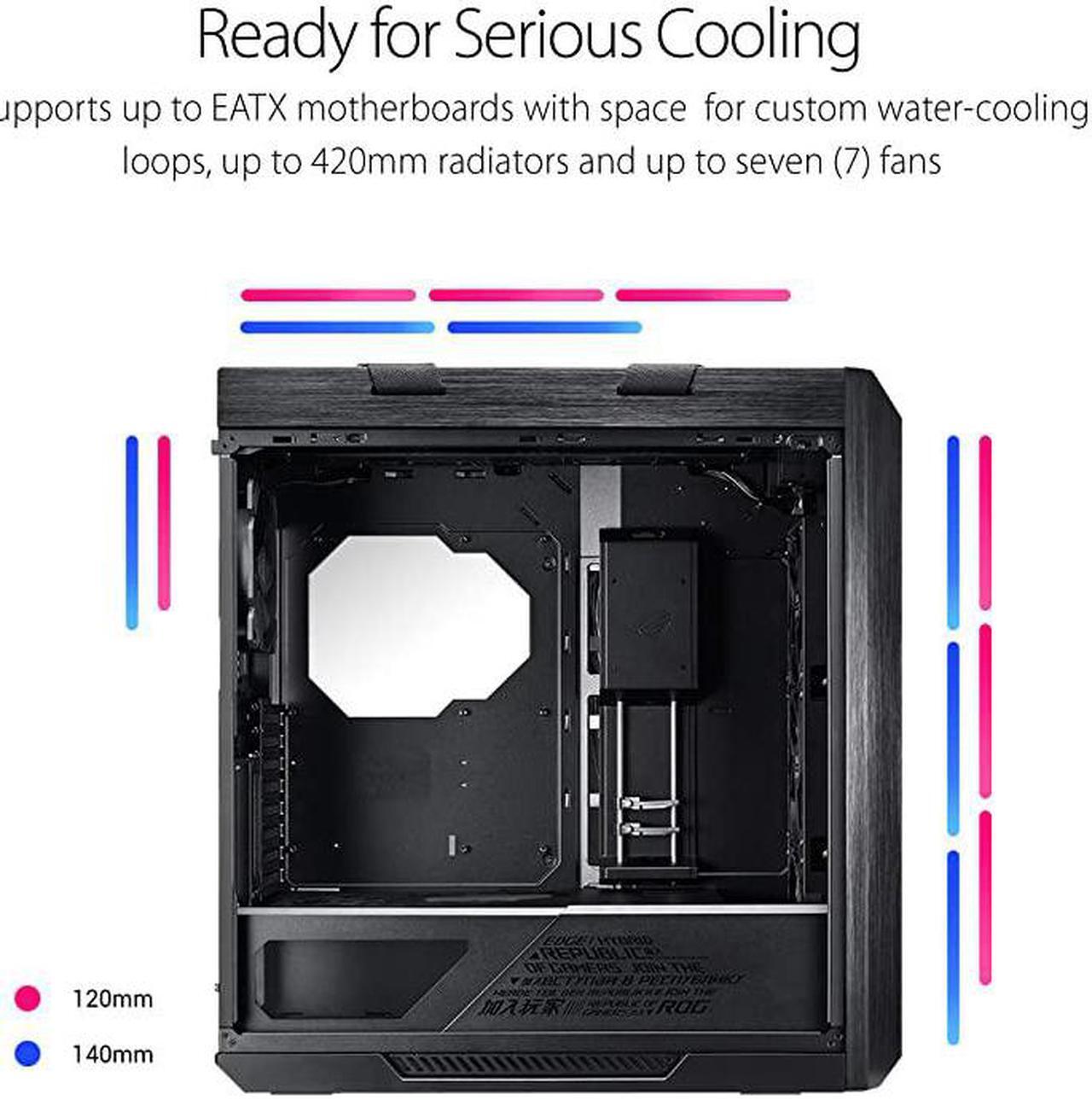 Alt view image 5 of 7 - ROG Strix Helios GX601 RGB MidTower Computer Case for up to EATX Motherboards with USB 31 Front Panel Smoked Tempered Glass Brushed Aluminum and Steel Construction and Four Case Fans