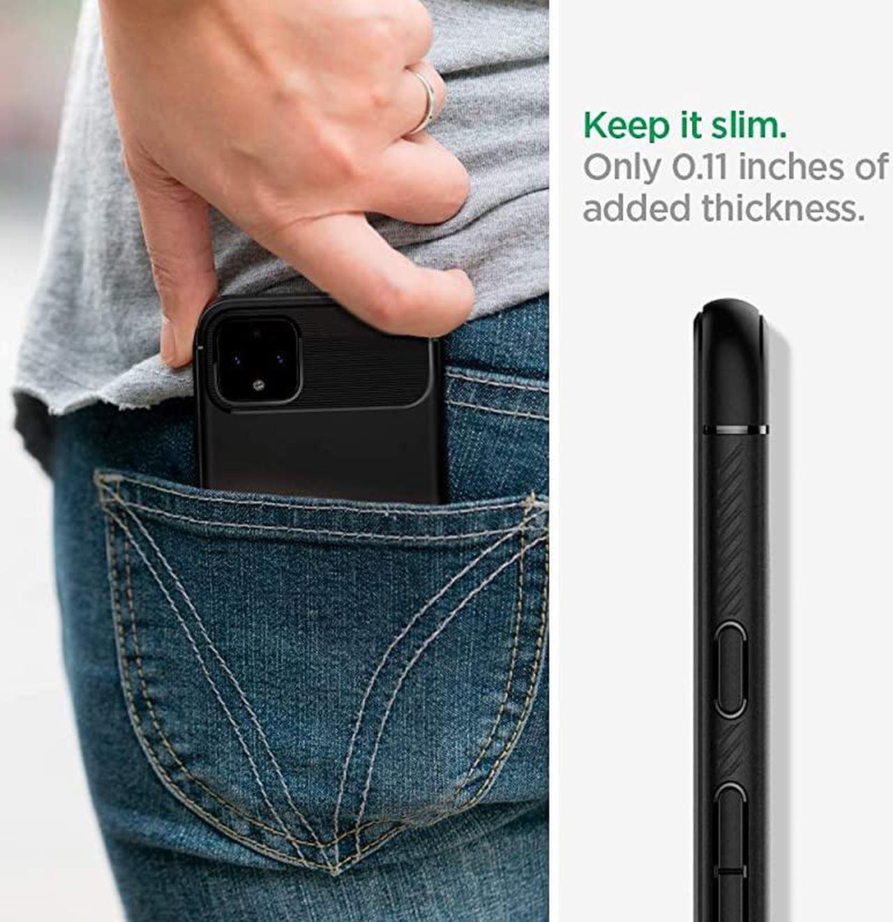 Alt view image 5 of 7 - Rugged Armor Designed for Google Pixel 4 Case 2019 Matte Black