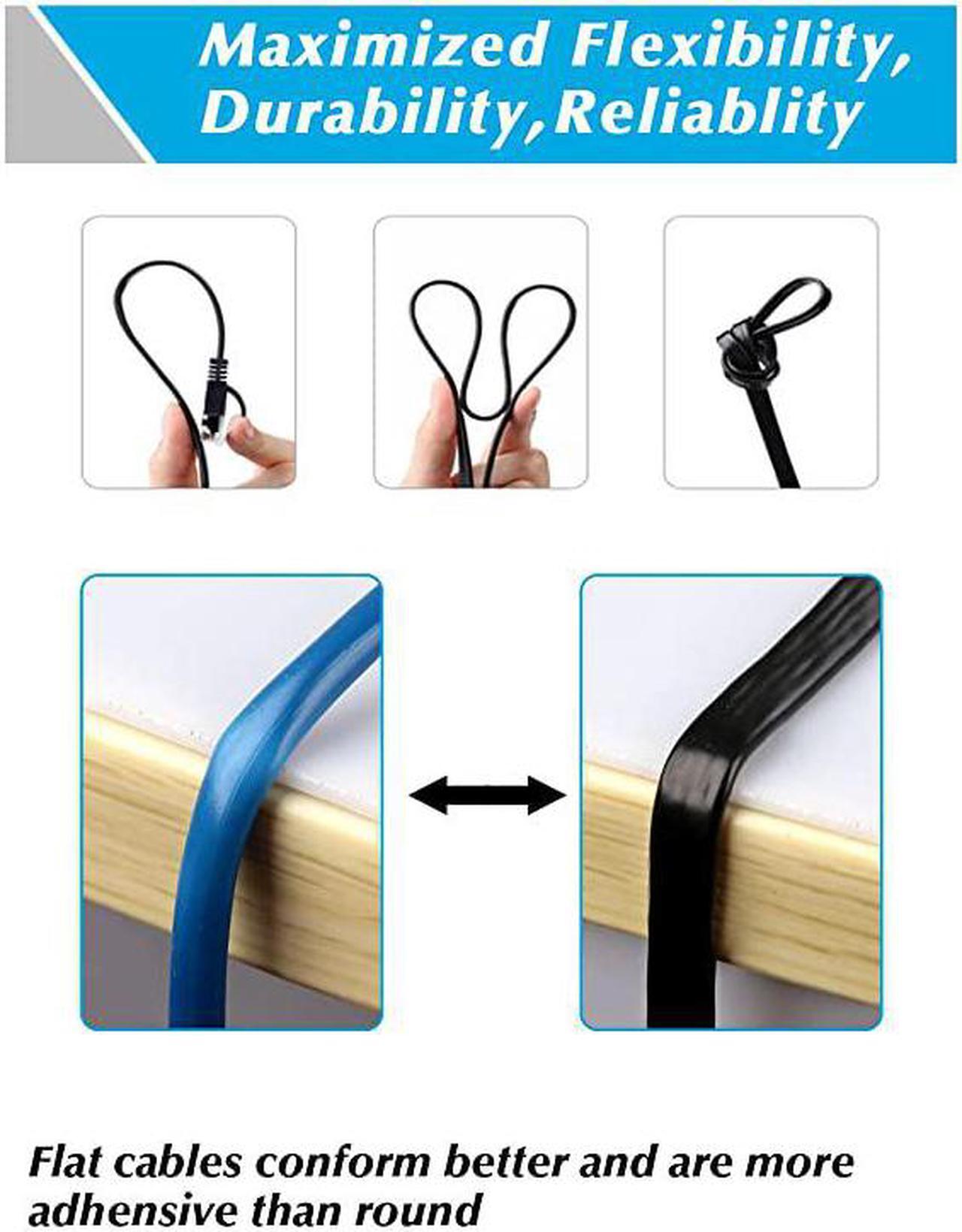 Alt view image 5 of 7 - Ethernet Cable, 50 Ft Network Cable for Xbox PS4, High Speed Flat Internet Cord with Clips Rj45 Snagless Connector Fast Computer LAN Wire for Gaming,Ethernet Switch, Modem, Router, Coupler, Black