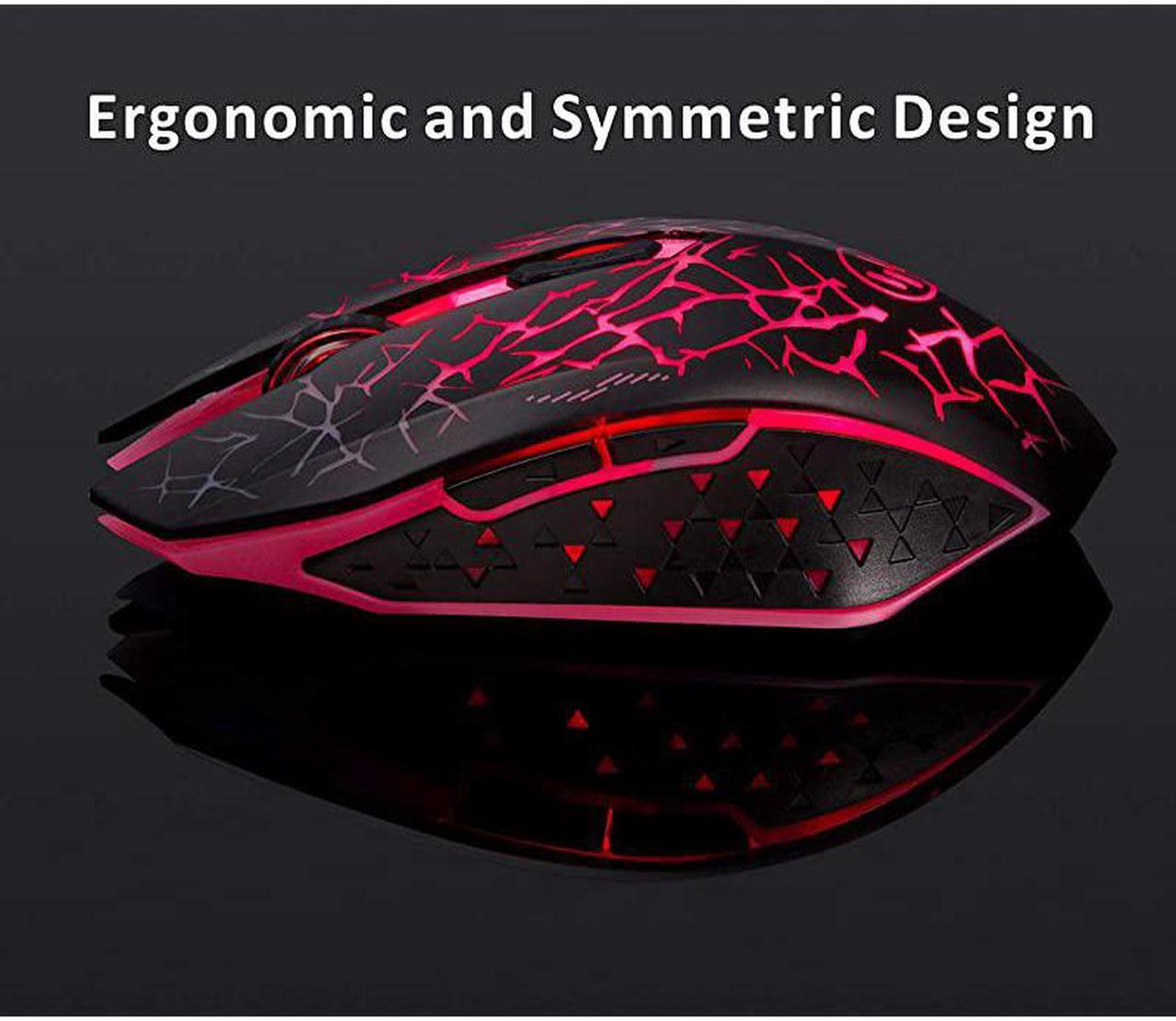 Alt view image 4 of 7 - K6 Wireless Gaming Mouse Rechargeable Silent LED Optical Computer Mice with USB Receiver 3 Adjustable DPI Level and 6 Buttons Auto Sleeping Compatible LaptopPCNotebook Red Light