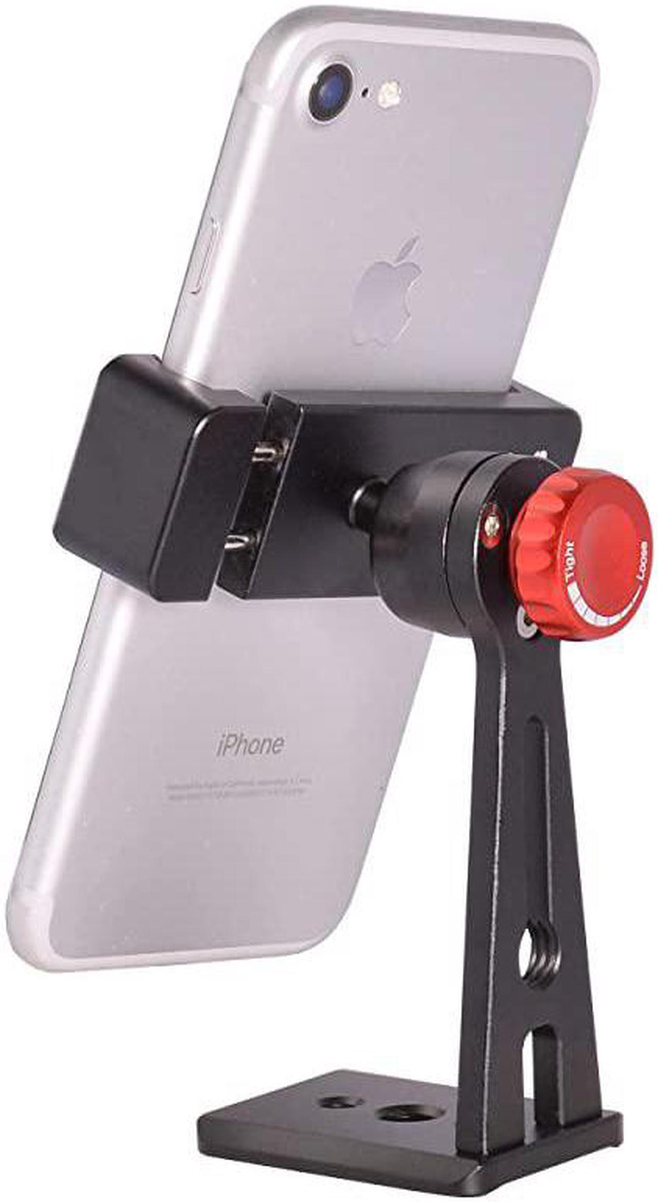 Main image of Phone Holder for Tripod Metal Cellphone Tripod Adapter 360 Degree Rotation Vertical Video Smartphone Bracket Clip Compatible with iPhone X XS XR 8 Samsung Galaxy S10 S9+ Huawei Black C18