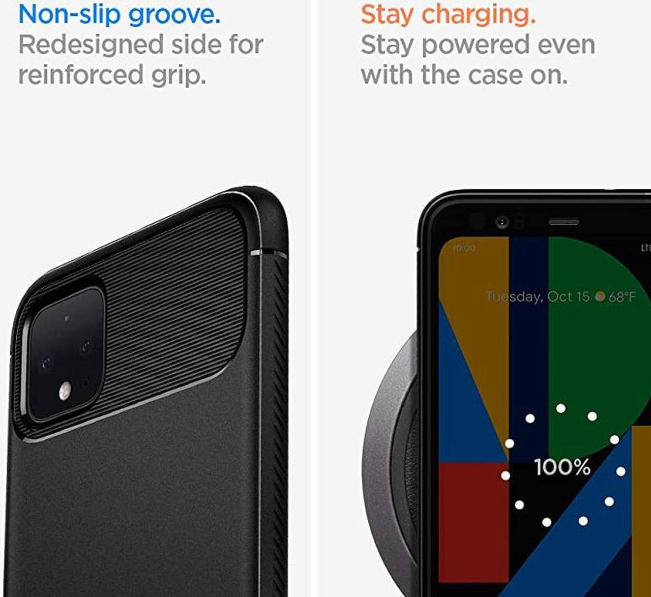 Alt view image 7 of 7 - Rugged Armor Designed for Google Pixel 4 Case 2019 Matte Black