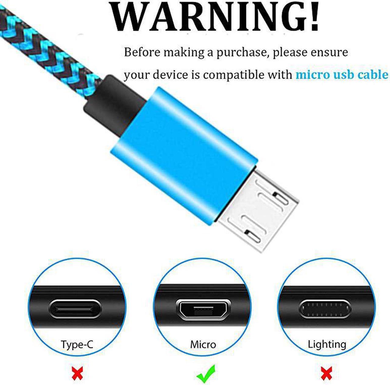 Alt view image 2 of 7 - Micro USB Cable  Fast Android Charging Cord 6FT 3Pack Charging Cable Braided Charger Cord for Samsung Galaxy S7 Edge S6 S5 S2 J7 J7V J5 J3 J3V J2 LG K40 K20 Moto E4 E5 E6 Tablet PS4 Xbox