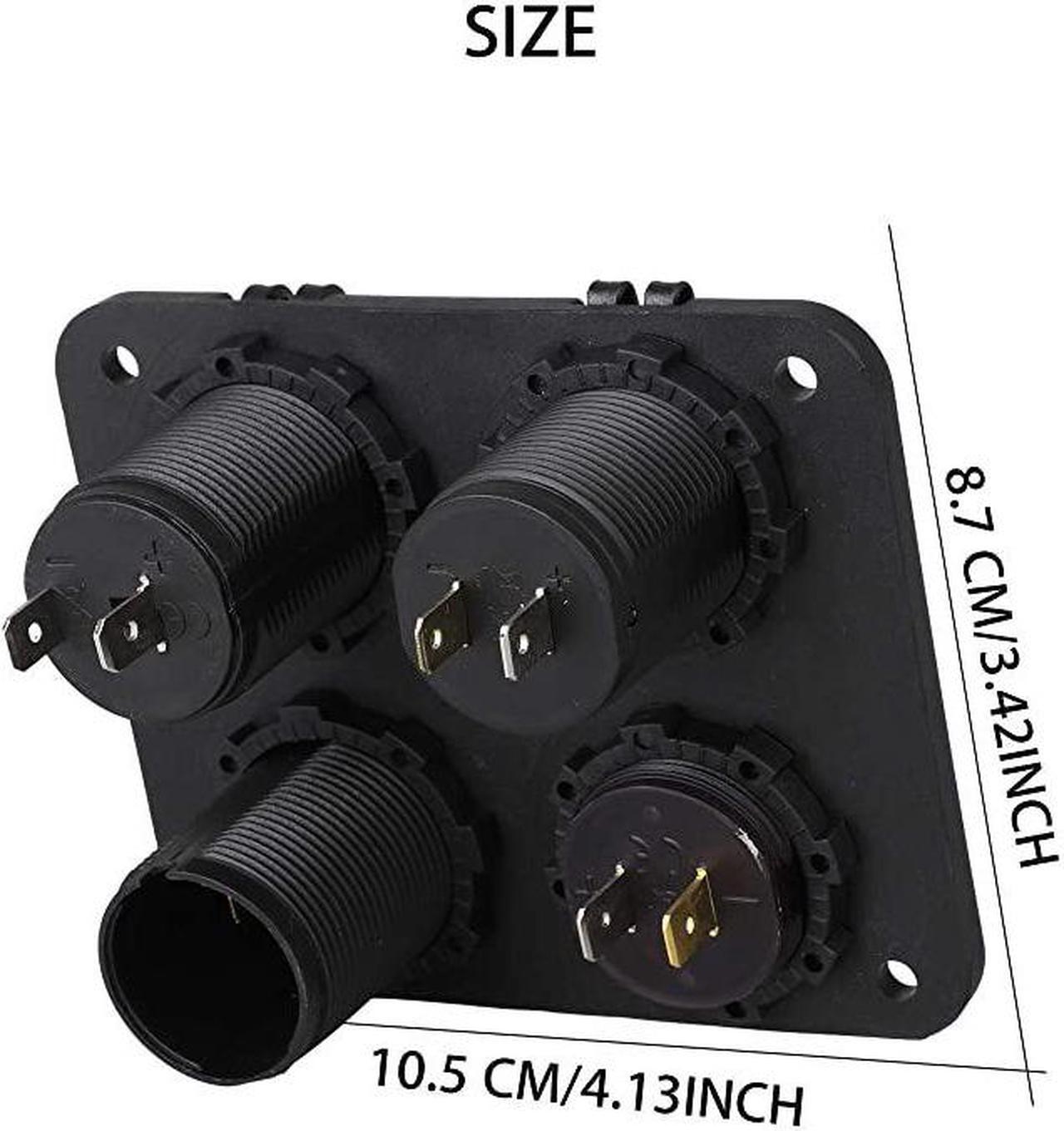 Alt view image 6 of 7 - 4 in 1 Charger Socket Panel 12V 42A Dual USB Charger Socket Power Outlet LED Voltmeter Cigarette Lighter Socket LED Lighted ON Off Rocker Toggle Switch for Car Marine Boat RV Truck