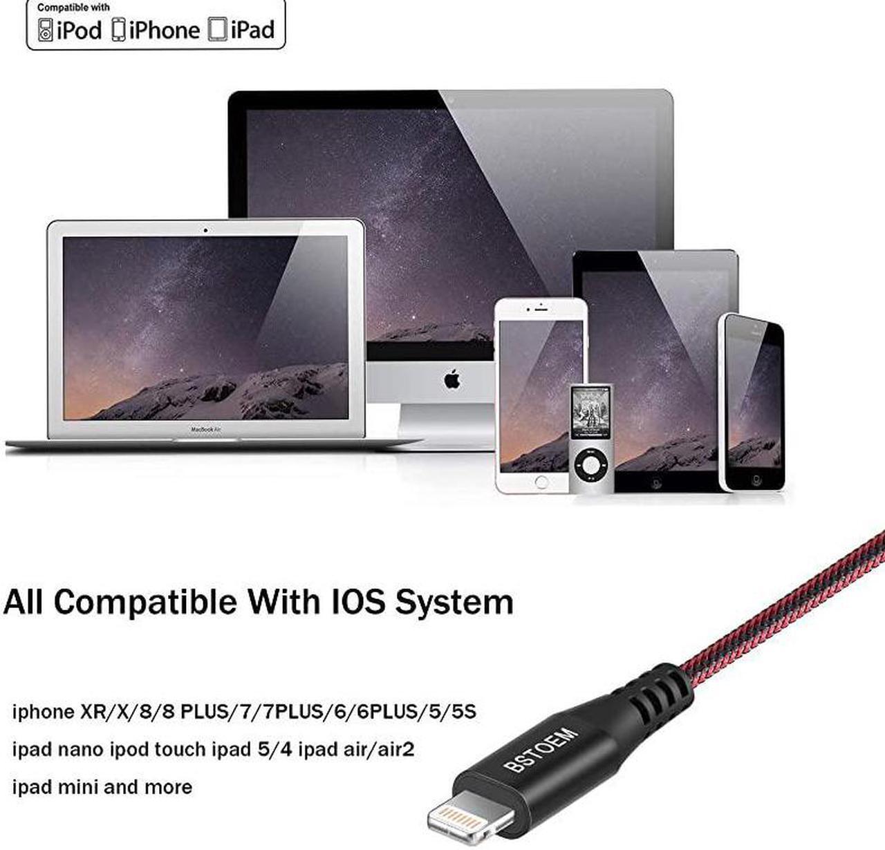 Alt view image 2 of 7 - iPhone Charger 10ft Extra Lightning Charging Cable 2Pack 10 Foot Cord for iPhone 12/11/11 Pro/X/Xs Max/XR/XR/X/8/8 Plus/7/7 Plus/6/6s/Plus/SE/5c/5s/5 iPad Air 2/Mini/Max 3Meter 10Feet Charge Wire