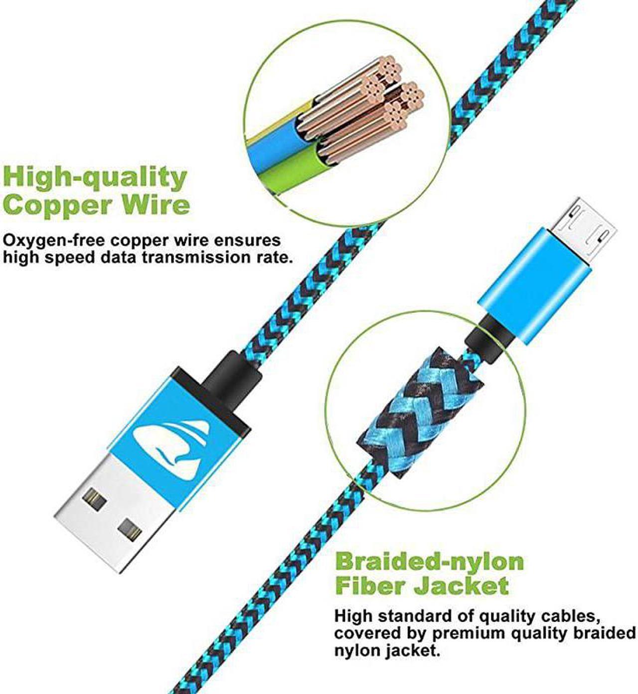 Alt view image 4 of 7 - Micro USB Cable  Fast Android Charging Cord 6FT 3Pack Charging Cable Braided Charger Cord for Samsung Galaxy S7 Edge S6 S5 S2 J7 J7V J5 J3 J3V J2 LG K40 K20 Moto E4 E5 E6 Tablet PS4 Xbox