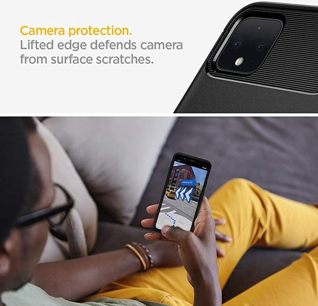 Alt view image 6 of 7 - Rugged Armor Designed for Google Pixel 4 Case 2019 Matte Black
