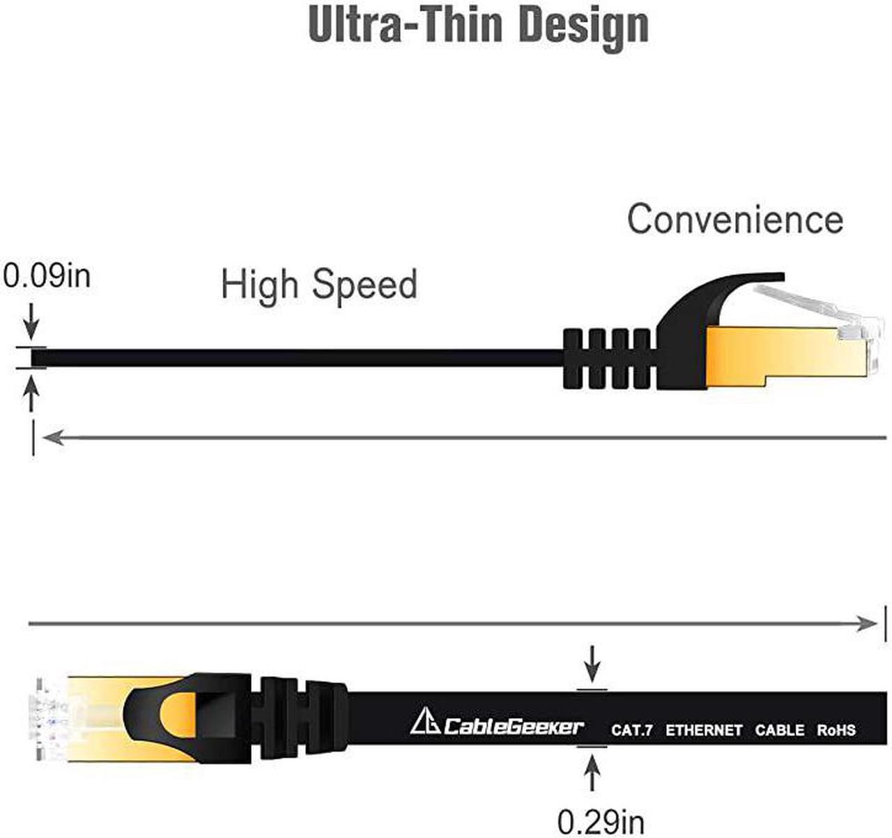 Alt view image 3 of 7 - Cat7 Ethernet Cable 15ft 30 AWG High Speed Cable Flat Cat7 Shielded Ethernet Cable Support Cat5Cat6 Network600Mhz10Gbps Black Computer Cord for Router Xbox Modem