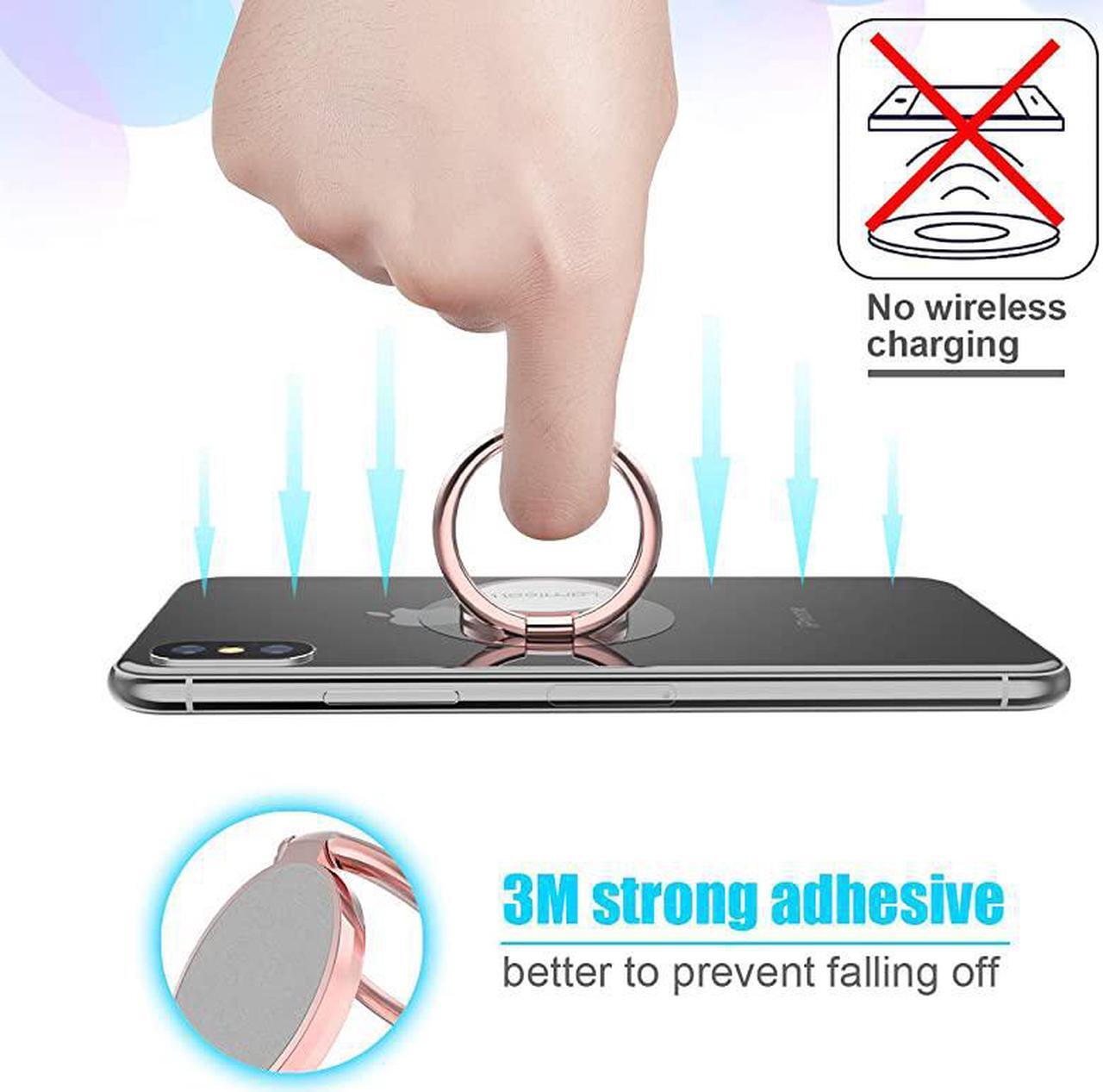 Alt view image 4 of 7 - Phone Ring Holder  Finger Ring Stand Universal Cell Phone Cradle Kickstand Compatible with iPhone Xs Max XR X 8 7 6 6s Plus 5s Samsung Galaxy S8 S7 S6 All Android Smartphone Rose Gold