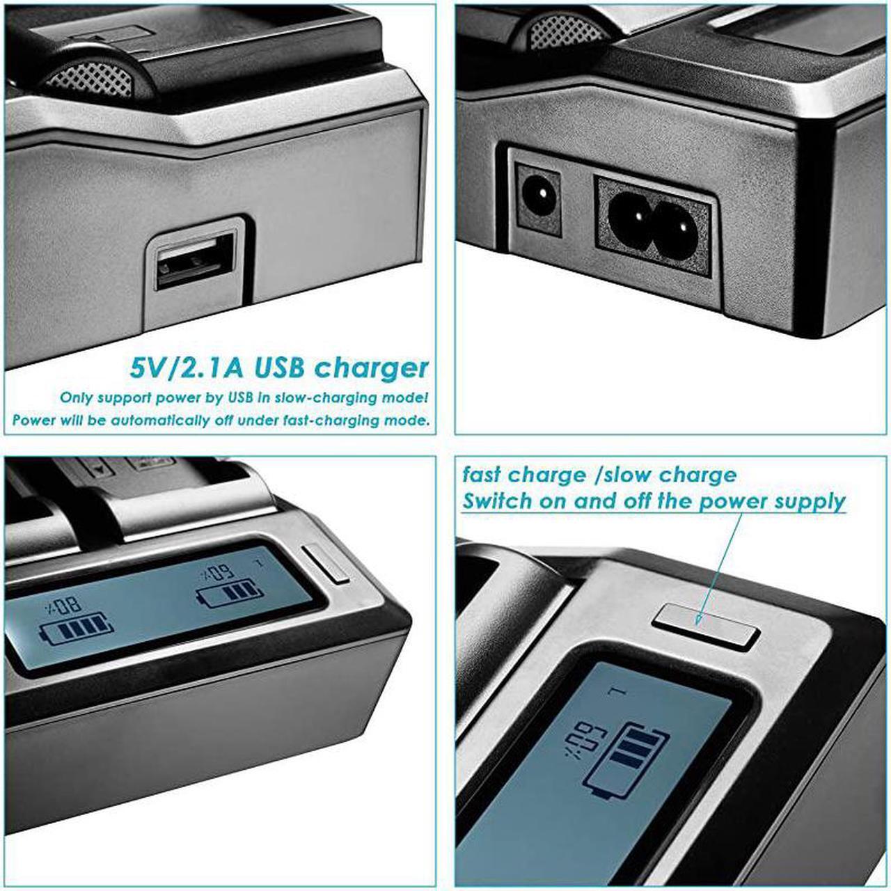 Alt view image 5 of 7 - DualChannel LCD Display Battery Charger with 3 PlugUS PlugEU PlugCar Adapter for Sony NPF550F570F750F770F930F950F960F970 NPFM50FM500HQM71QM91QM71DQM91D Camcorder Batteries