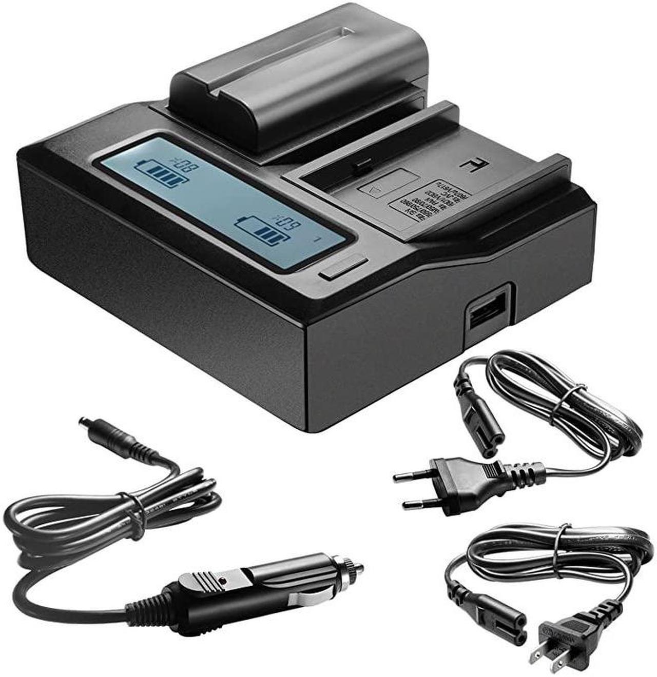 Alt view image 2 of 7 - DualChannel LCD Display Battery Charger with 3 PlugUS PlugEU PlugCar Adapter for Sony NPF550F570F750F770F930F950F960F970 NPFM50FM500HQM71QM91QM71DQM91D Camcorder Batteries