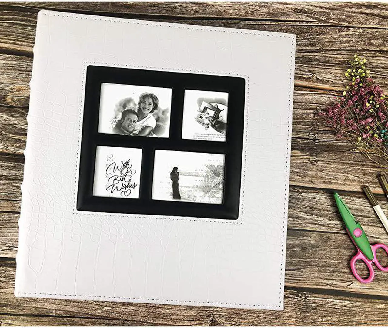 Alt view image 5 of 6 - Photo Album 4x6 600 Pockets Black Pages Large Capacity Leather Cover Wedding Family Anniversary Photo Albums White 600 Pocket