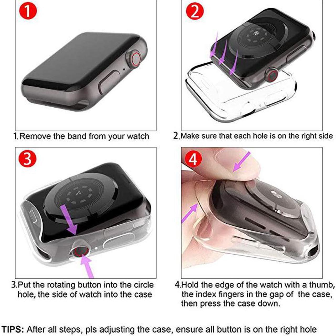 Alt view image 7 of 7 - 2-Pack]  Case for Apple Watch Series 6 / SE/Series 5 / Series 4 Screen Protector 40mm, Overall Protective Case TPU HD Ultra-Thin Cover (1 Rose Pink+1 Transparent)