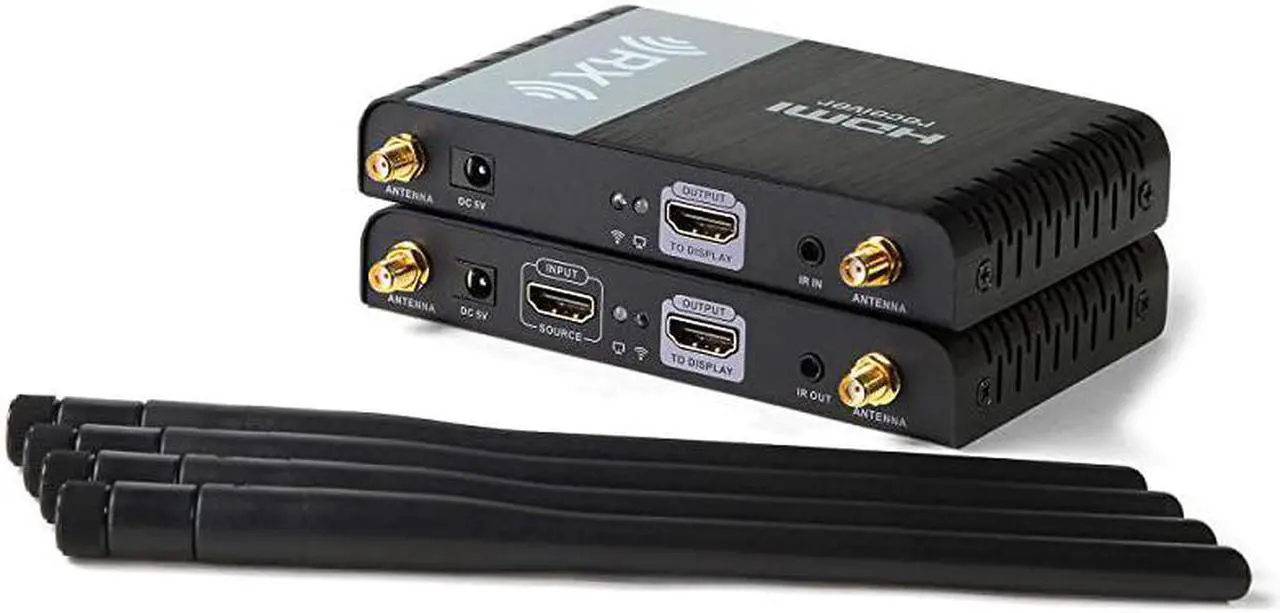 Alt view image 3 of 5 - Wireless HDMI Extender 1080P Full HD 330ft Long Range 5GHz Transmitter and Receiver with Integrated HDMI Splitter and IR PassBack