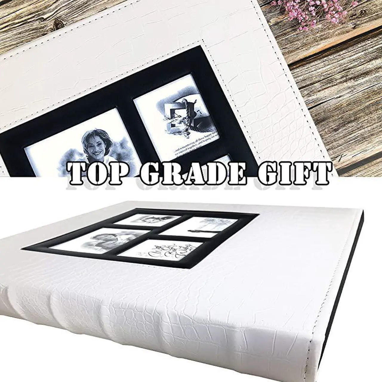 Alt view image 3 of 6 - Photo Album 4x6 600 Pockets Black Pages Large Capacity Leather Cover Wedding Family Anniversary Photo Albums White 600 Pocket