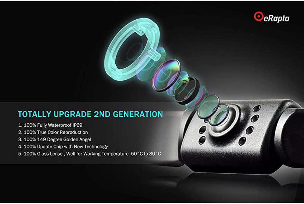 Alt view image 2 of 7 - ERT01 2nd Generation Car Rear View Reversing Backup Camera Automotive with 149°Perfect View Angle 8 LED Lights Night Vision 9 Level Waterproof Universal Car Backing Camera License Plate