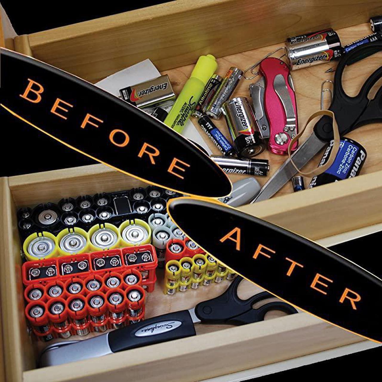 Alt view image 2 of 2 - by Powerpax SlimLine 9V Battery Caddy Orange Holds 4 Batteries