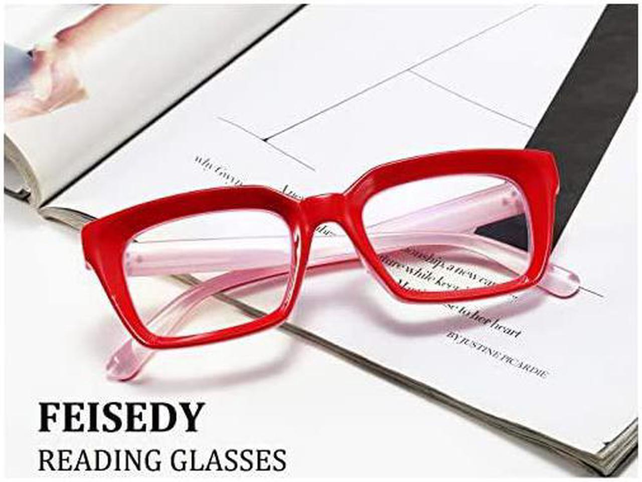 Alt view image 2 of 7 - Retro Square Blue Light Blocking Reading Glasses Anti Glare Digital Eyestrain Reader B2479 Red 125x