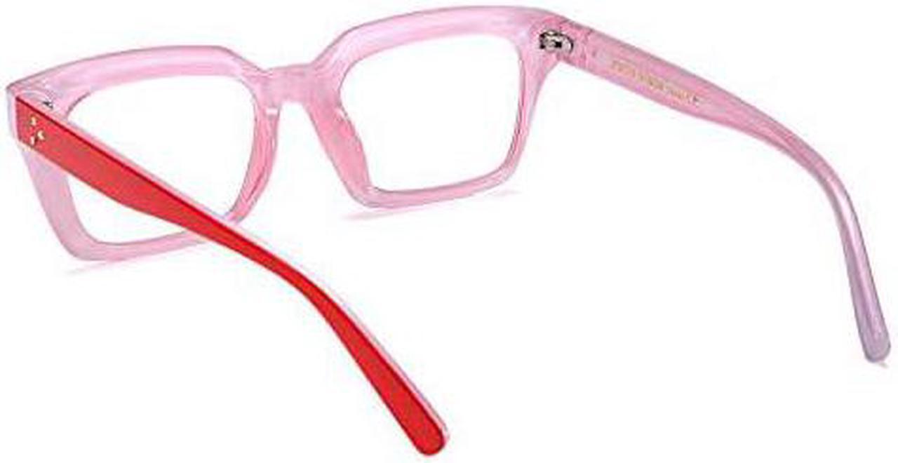 Alt view image 3 of 7 - Retro Square Blue Light Blocking Reading Glasses Anti Glare Digital Eyestrain Reader B2479 Red 125x