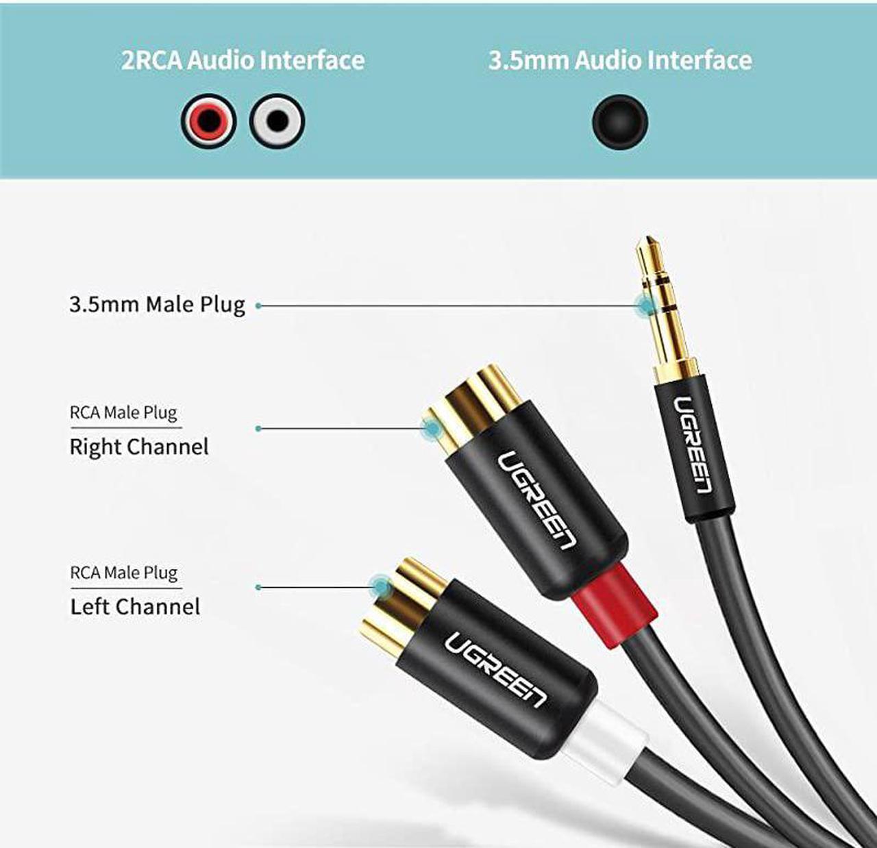Alt view image 6 of 7 - 3.5MM Male to 2 RCA Female Jack Stereo Audio Cable Y Adapter Gold Plated Compatible for iPhone iPod iPad MP3 Tablets HiFi Stereo System Computer Sound Speaker