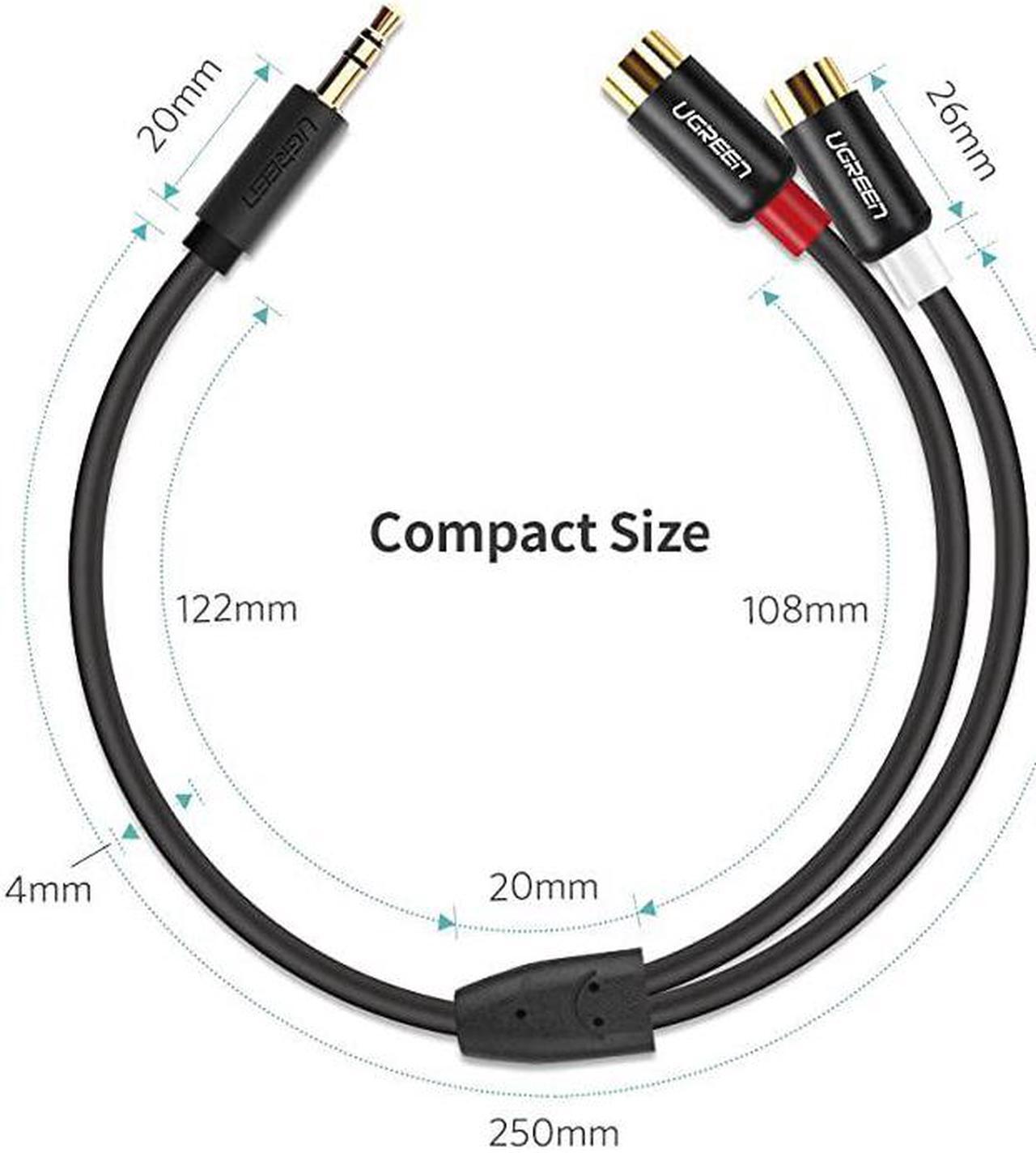 Alt view image 7 of 7 - 3.5MM Male to 2 RCA Female Jack Stereo Audio Cable Y Adapter Gold Plated Compatible for iPhone iPod iPad MP3 Tablets HiFi Stereo System Computer Sound Speaker