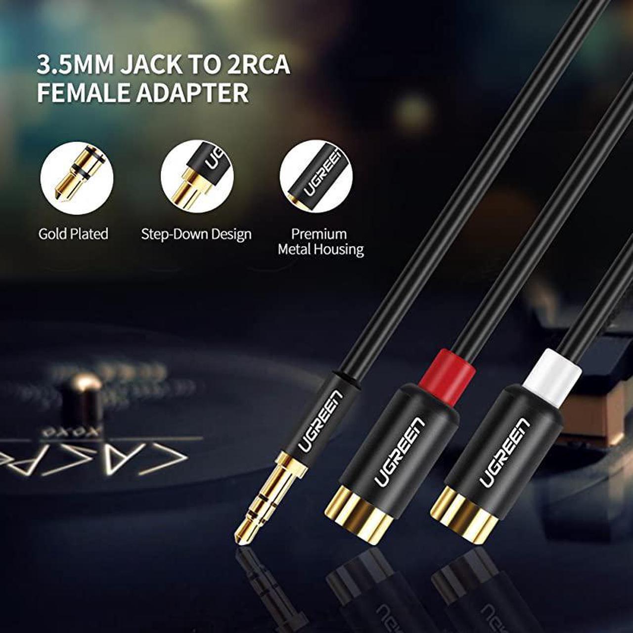 Alt view image 2 of 7 - 3.5MM Male to 2 RCA Female Jack Stereo Audio Cable Y Adapter Gold Plated Compatible for iPhone iPod iPad MP3 Tablets HiFi Stereo System Computer Sound Speaker