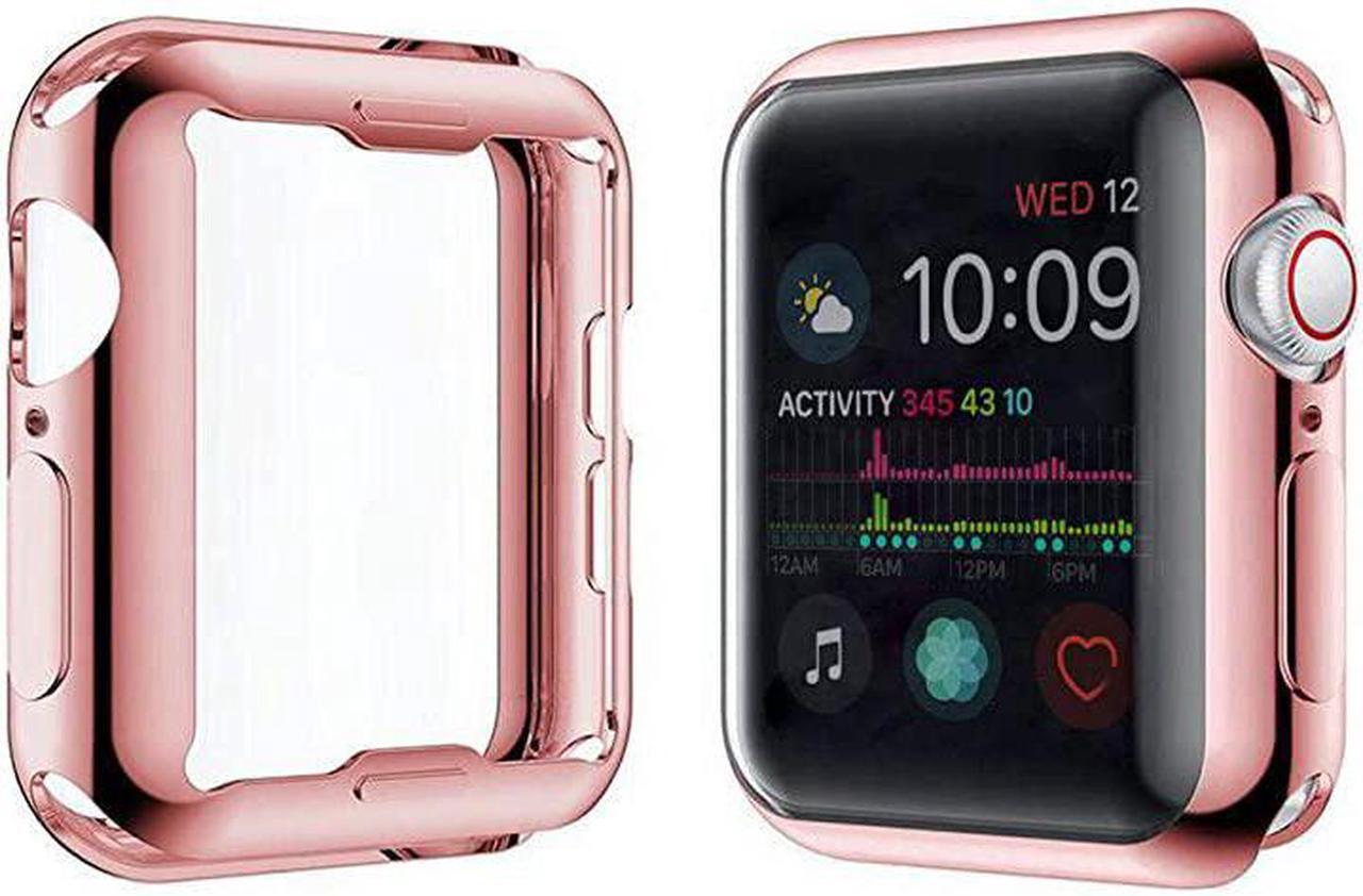 Alt view image 6 of 7 - 2-Pack]  Case for Apple Watch Series 6 / SE/Series 5 / Series 4 Screen Protector 40mm, Overall Protective Case TPU HD Ultra-Thin Cover (1 Rose Pink+1 Transparent)
