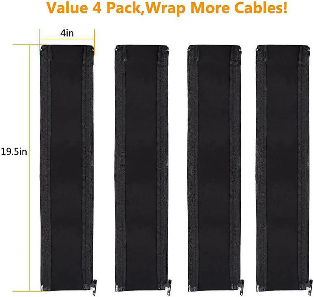 Alt view image 7 of 7 - Cord Organizer System Cable Management Sleeve 195 inch Wire Cover with Zipper Cable Wrap Cord Sleeves for TV Computer Office Home Entertainment 4 Pack