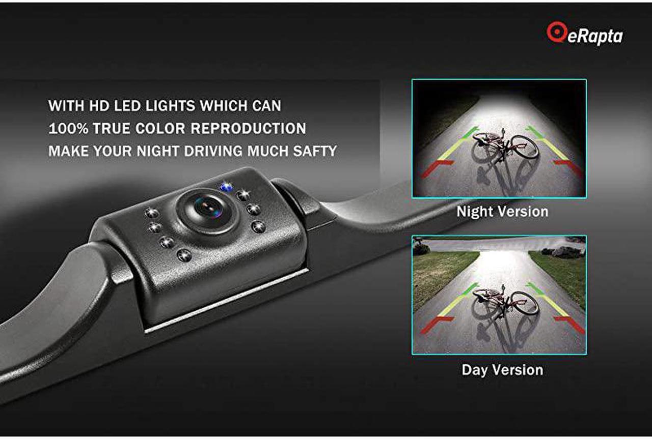 Alt view image 5 of 7 - ERT01 2nd Generation Car Rear View Reversing Backup Camera Automotive with 149°Perfect View Angle 8 LED Lights Night Vision 9 Level Waterproof Universal Car Backing Camera License Plate