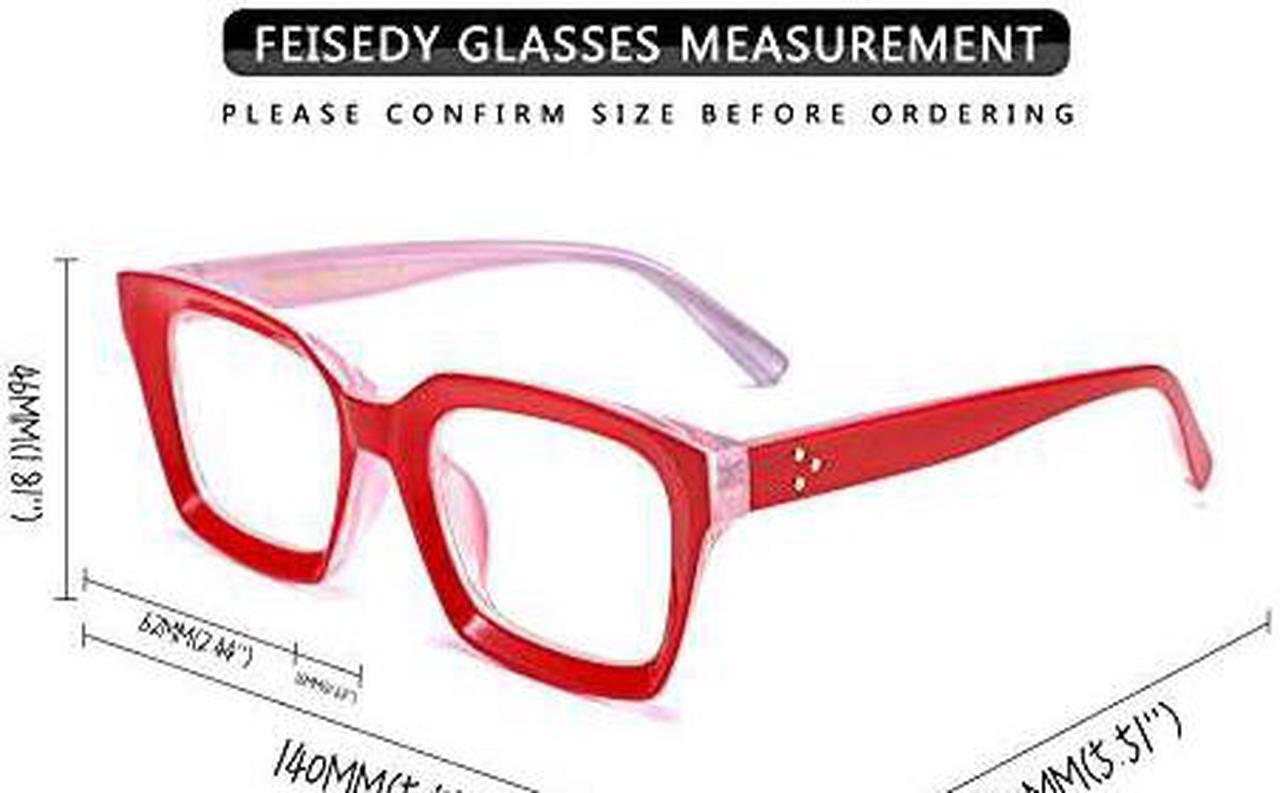 Alt view image 5 of 7 - Retro Square Blue Light Blocking Reading Glasses Anti Glare Digital Eyestrain Reader B2479 Red 125x