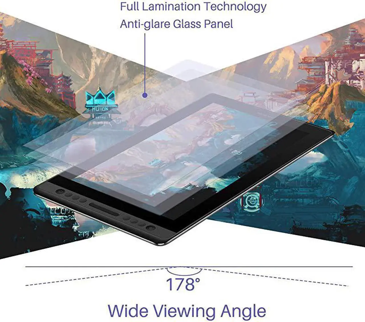 Alt view image 2 of 7 - KAMVAS Pro 16 Graphic Drawing Tablet with Screen Full-Laminated Graphics Monitor Pen Display with Battery-Free Stylus Tilt 8192 Pressure Sensitivity 6 Express Keys Touch Bar-15.6inch Pen Tablet