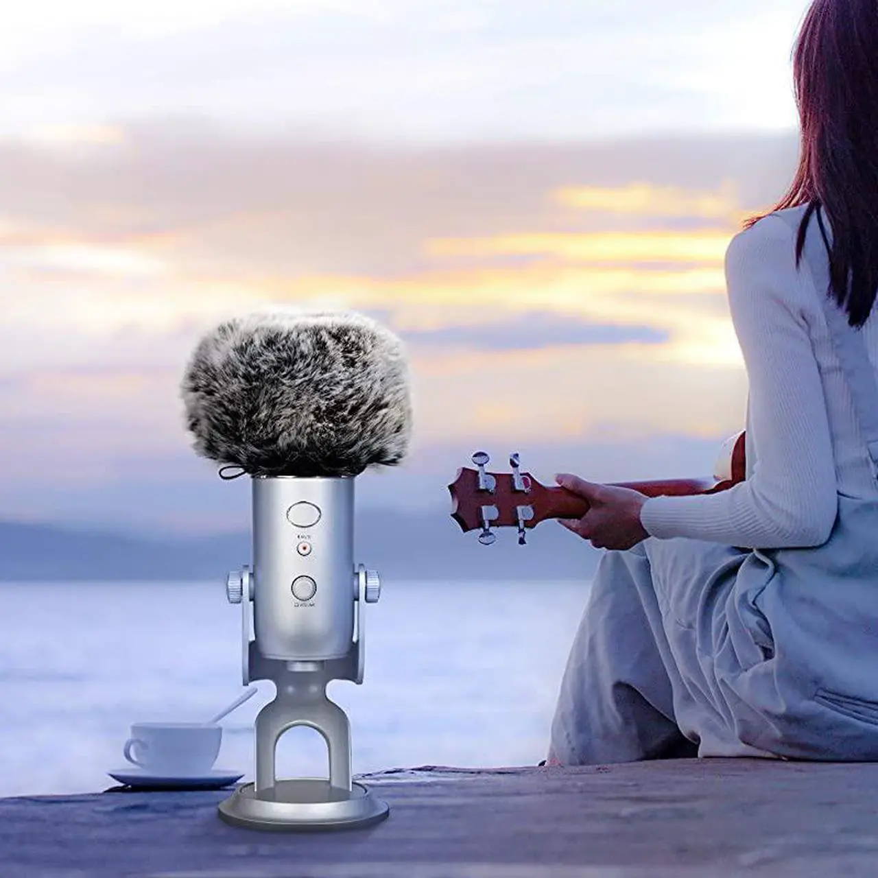 Alt view image 5 of 5 - Microphone Cover with Pop Filter 3 in 1 Mic Furry Windscreen Microphone Foam Cover Pop Filter Compatible with Blue Yeti and Yeti Pro Condenser by  Combo 3Pack