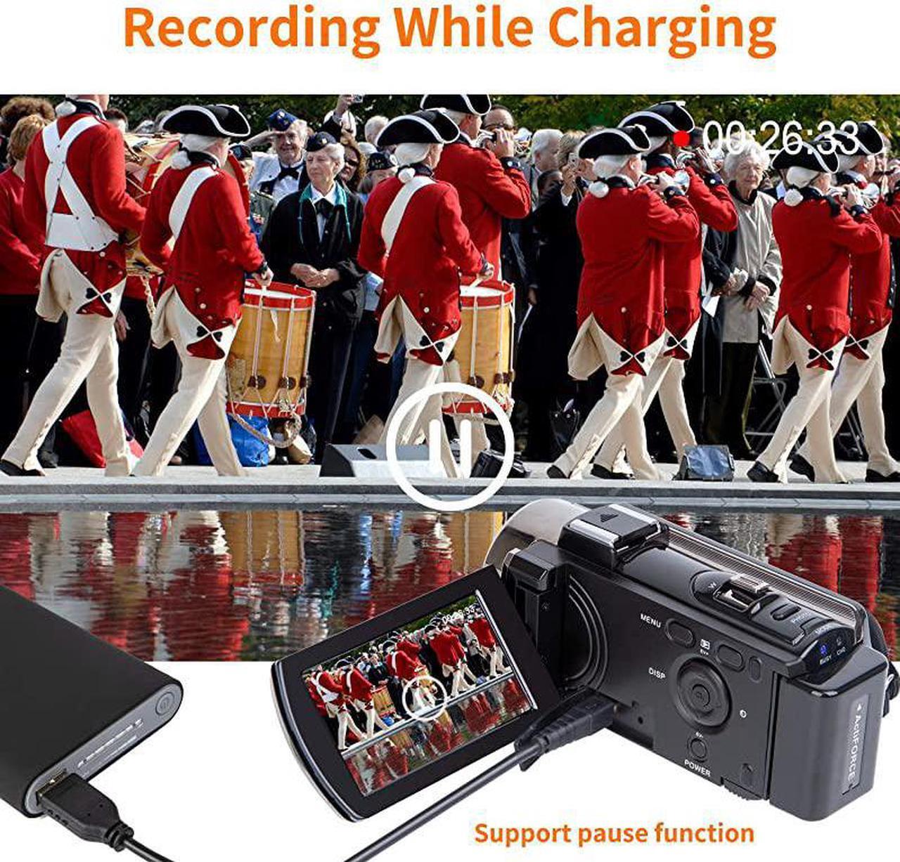 Alt view image 6 of 7 - Video Camera Camcorder Digital YouTube Vlogging Camera Recorder  Full HD 1080P 15FPS 24MP 30 Inch 270 Degree Rotation LCD 16X Digital Zoom Camcorder with 2 Batteries604s