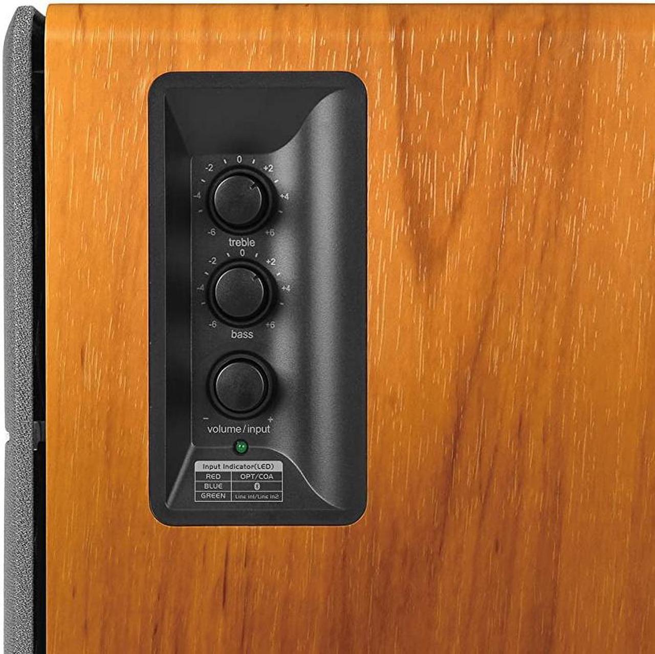 Alt view image 4 of 7 - R1280DB Powered Bluetooth Bookshelf Speakers Optical Input Wireless Studio Monitors 4 Inch Near Field Speaker 42w RMS Wood Grain