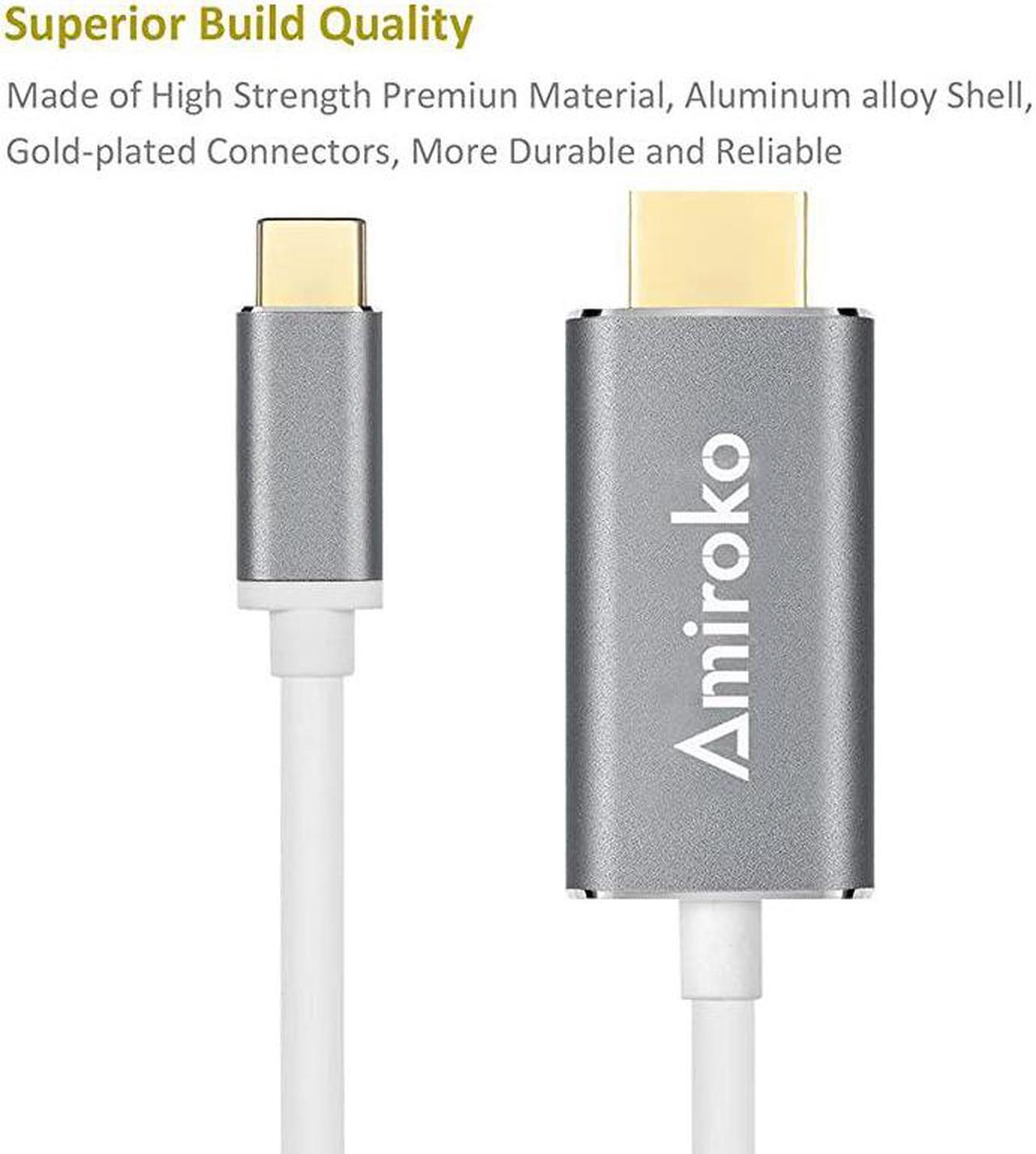 Alt view image 3 of 7 - USB C to HDMI Cable 6FT  USB 31 Type C Thunderbolt 3 Compatible to HDMI Adapter 4K Cable for MacBook MacBook Pro Dell XPS 1315 Galaxy S8Note 8 etc to HDTV Monitor Projector Gray