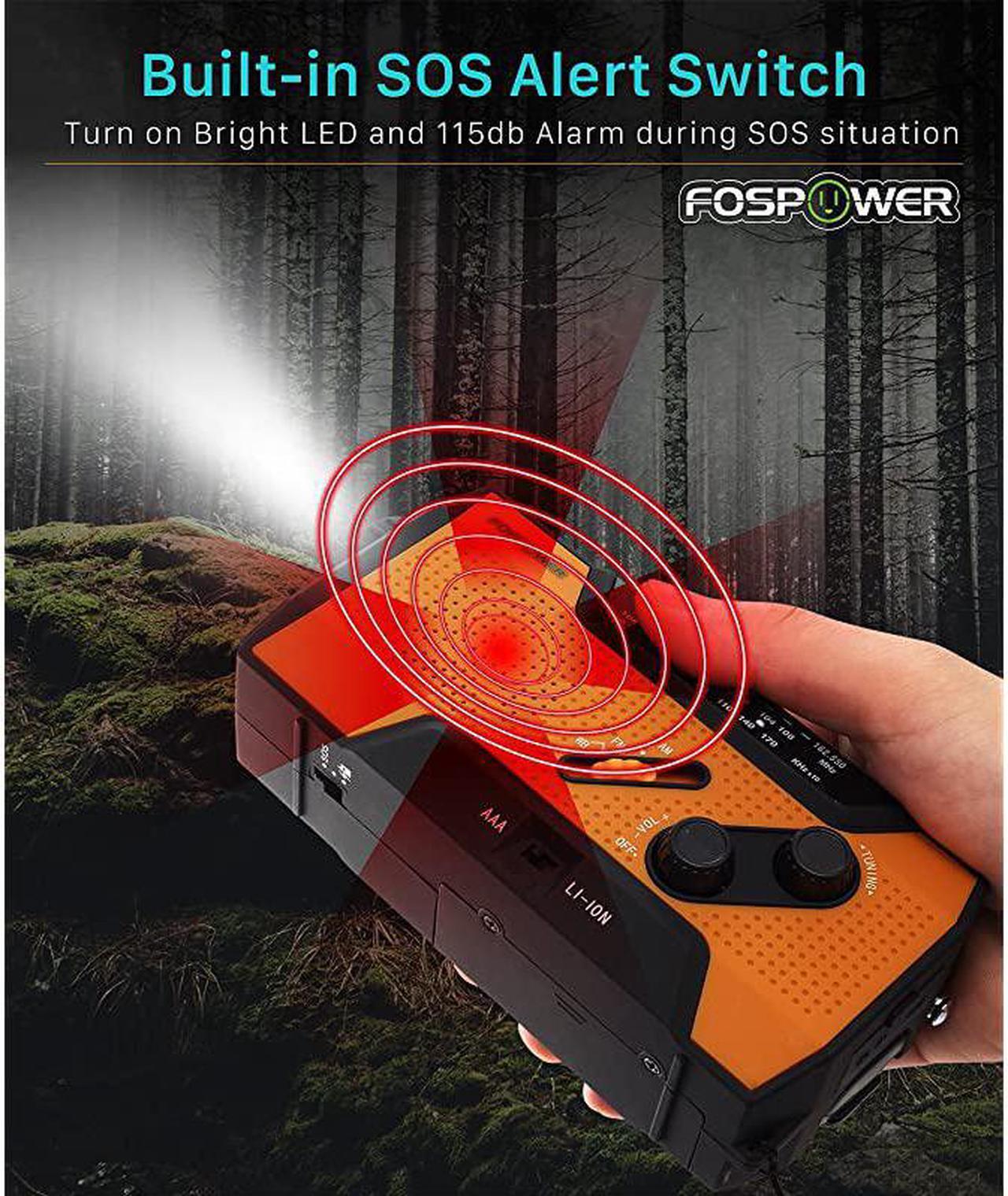 Alt view image 7 of 7 - Emergency Solar Hand Crank Portable Radio, NOAA Weather Radio for Household and Outdoor Emergency with AM/FM, LED Flashlight, Reading Lamp, 2000mAh Power Bank USB Charger and SOS Alarm