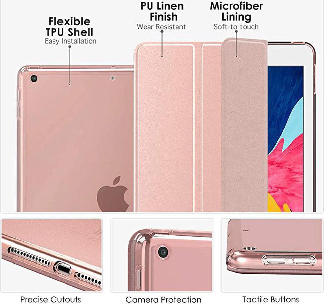 Alt view image 4 of 7 - Case Fit New iPad 8th Generation 102 2020 iPad 7th Gen 2019 iPad 102 Case with Stand Soft TPU Translucent Frosted Back Cover Slim Shell for iPad 102 inch Auto WakeSleepRose Gold