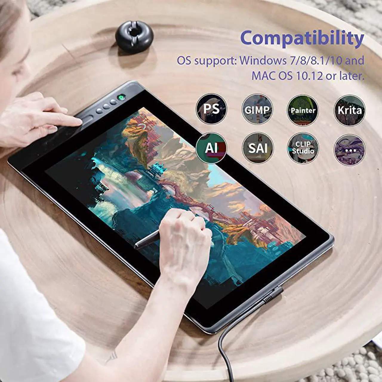 Alt view image 7 of 7 - KAMVAS Pro 16 Graphic Drawing Tablet with Screen Full-Laminated Graphics Monitor Pen Display with Battery-Free Stylus Tilt 8192 Pressure Sensitivity 6 Express Keys Touch Bar-15.6inch Pen Tablet