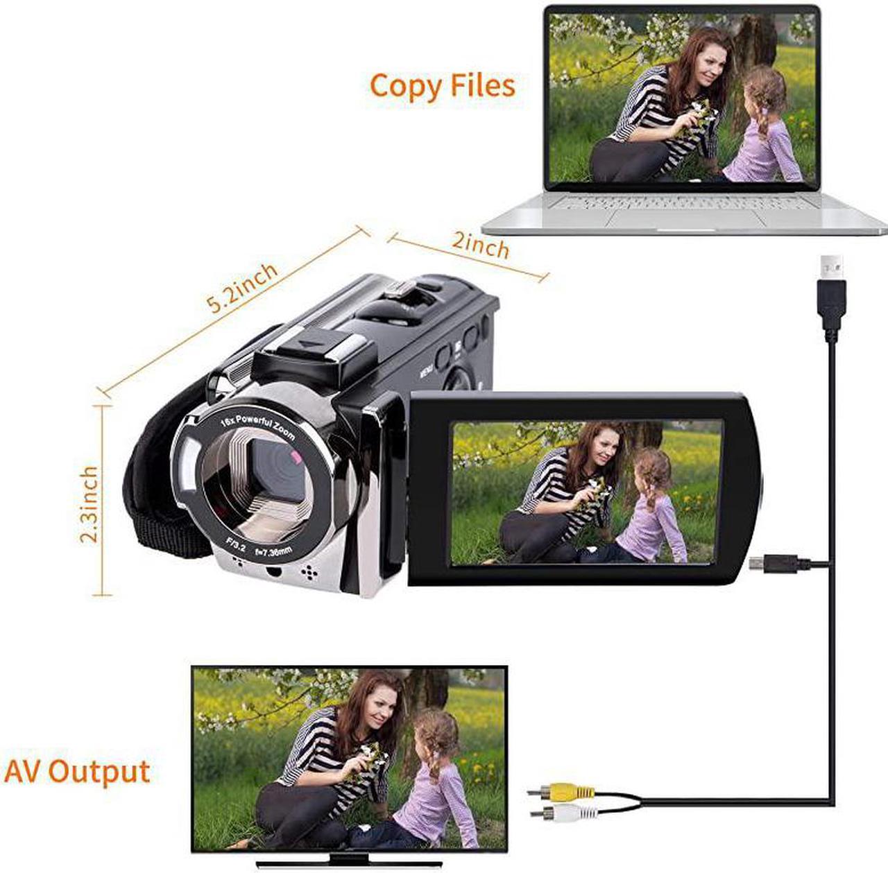Alt view image 4 of 7 - Video Camera Camcorder Digital YouTube Vlogging Camera Recorder  Full HD 1080P 15FPS 24MP 30 Inch 270 Degree Rotation LCD 16X Digital Zoom Camcorder with 2 Batteries604s