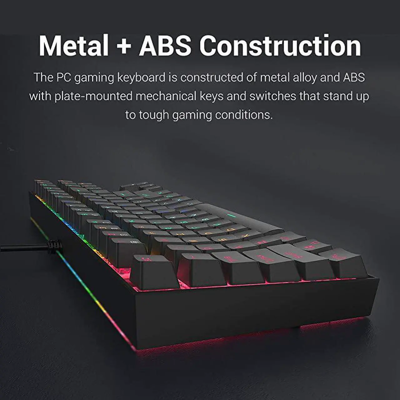 Alt view image 6 of 7 - K552 Mechanical Gaming Keyboard 60 Compact 87 Key Kumara Wired Cherry MX Blue Switches Equivalent for Windows PC Gamers RGB Backlit Black