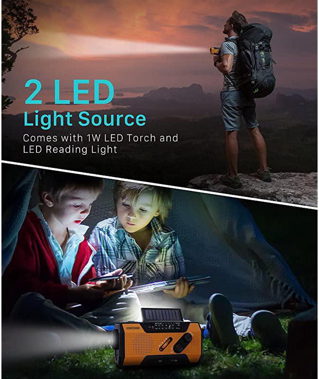 Alt view image 4 of 7 - Emergency Solar Hand Crank Portable Radio, NOAA Weather Radio for Household and Outdoor Emergency with AM/FM, LED Flashlight, Reading Lamp, 2000mAh Power Bank USB Charger and SOS Alarm