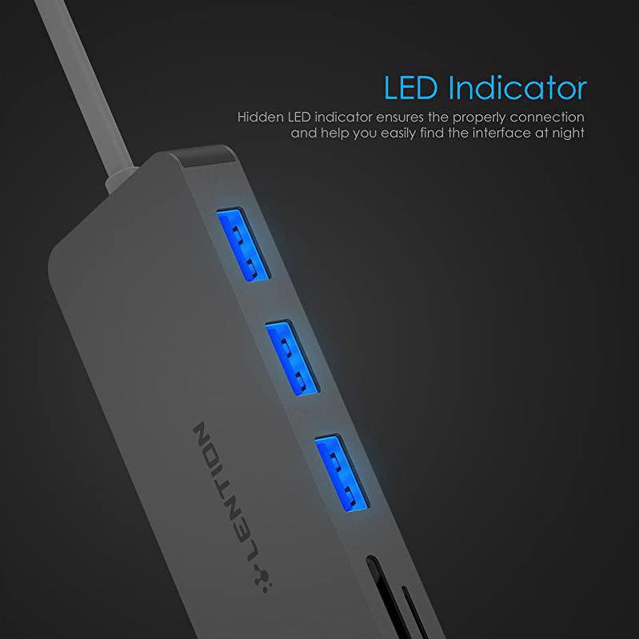 Alt view image 6 of 7 - USB C Hub with 3 USB 30 and SDMicro SD Card Reader Compatible 20202016 MacBook Pro 131516 New Mac AiriPad ProSurface ChromeBook More MultiPort Type C Adapter CBC15 Space Gray