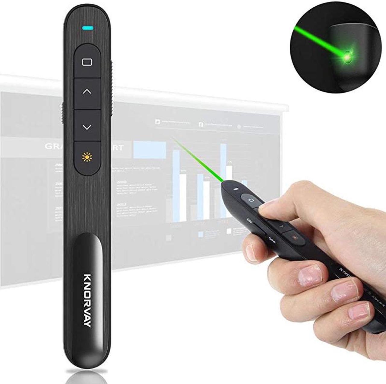 N76GBK Green Laser Pointer for Presentations Rechargable Hyperlink Volume Control PPT Powerpoint Clicker Presentation Remote for Powerpoint Presentations Laser Pointer Green 24GHz